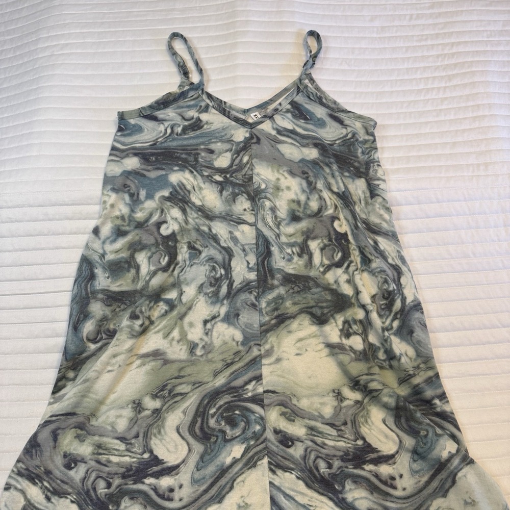 Zenana‎ Women's Spaghetti Strap Tie Dye Maxi Dress With Pockets Size L